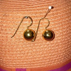 Dropped Gold Toned Ball Pierced Earrings